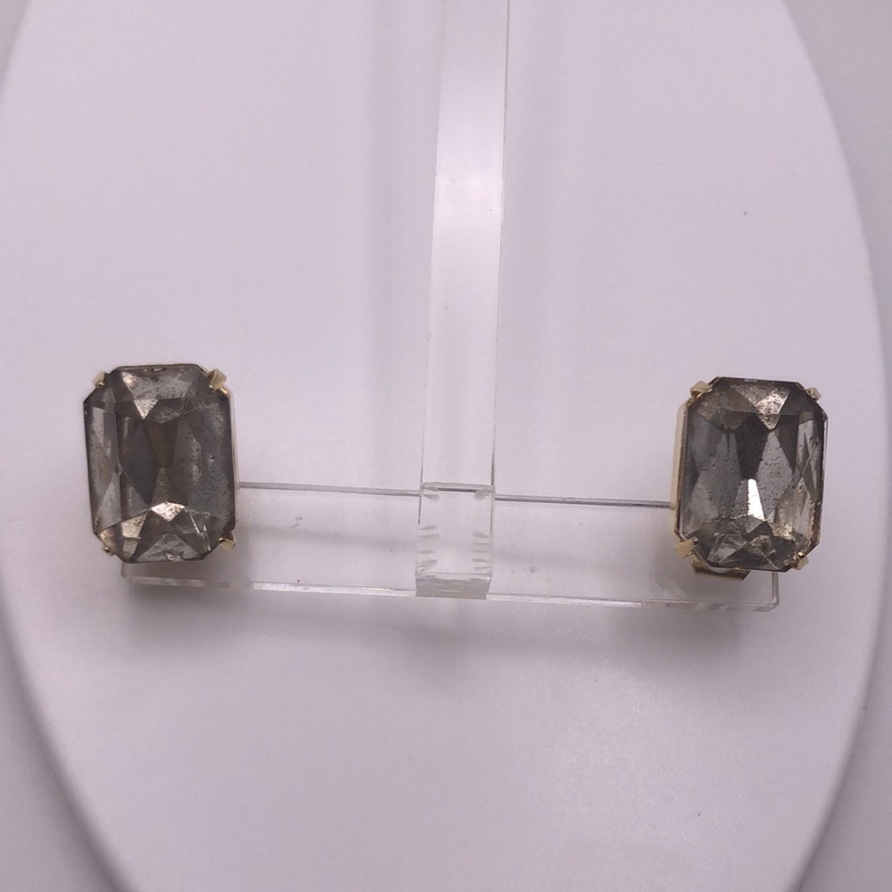 Vtg Rectangular Shape Clear Stone Silver Frame St… - image 5